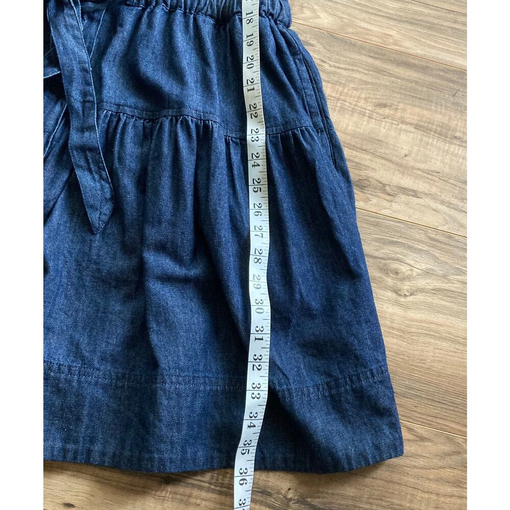 Free Assembly Denim Midi Dress M Blue VNeck Puff Sleeve Tie Belt Cottage Peasant - Picture 12 of 12